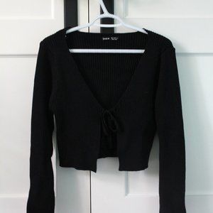 Shein Tie Front Rib-knit Cardigan